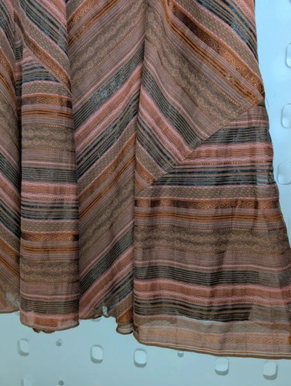 Vintage Impressions Bohemian Godet Midi Skirt Terracotta Rust UK14