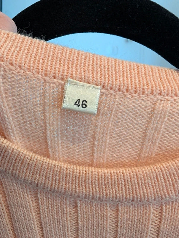 Vintage German Peach Merino Wool Blend Diamanté Giraffe Jumper UK18