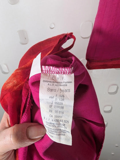 Kenzo Jungle floral skirt and top set – age 8 – pink & orange cotton