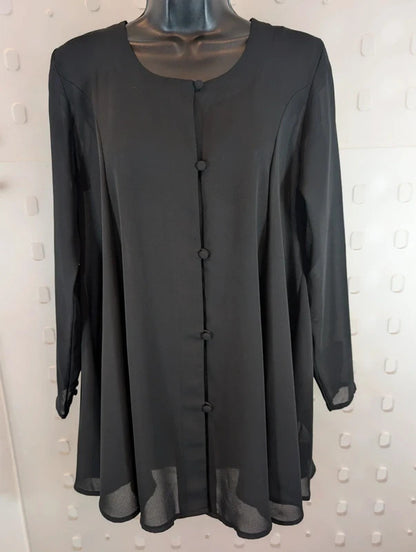Vintage 90s Next Originals Sheer Black Longline Shirt UK8