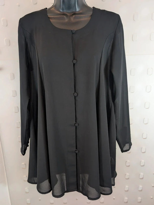 Vintage 90s Next Originals Sheer Black Longline Shirt UK8