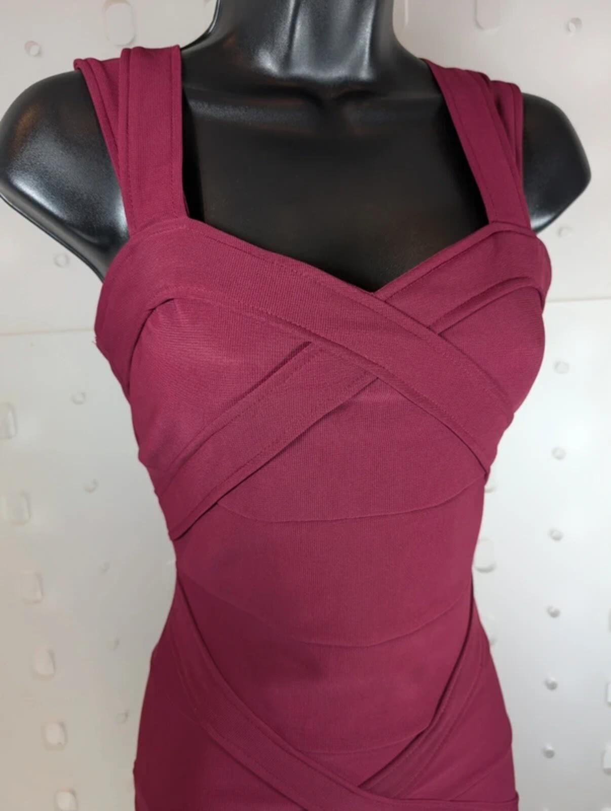 Parisian Bandage Bodycon Dress Burgundy UK10