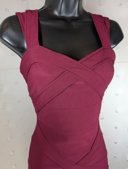 Parisian Bandage Bodycon Dress Burgundy UK10