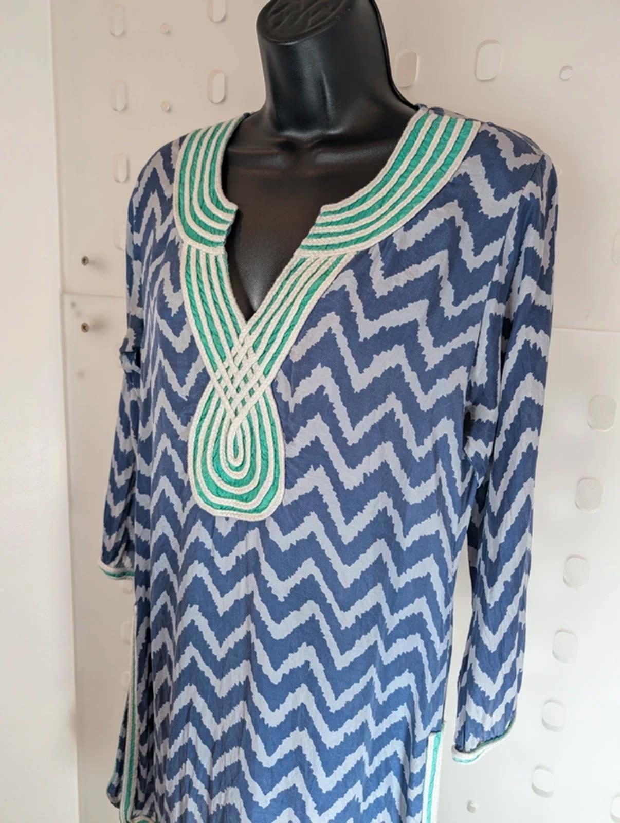 Blink Beach Silk Kaftan Made in India Rope Trim Side Slits UK10