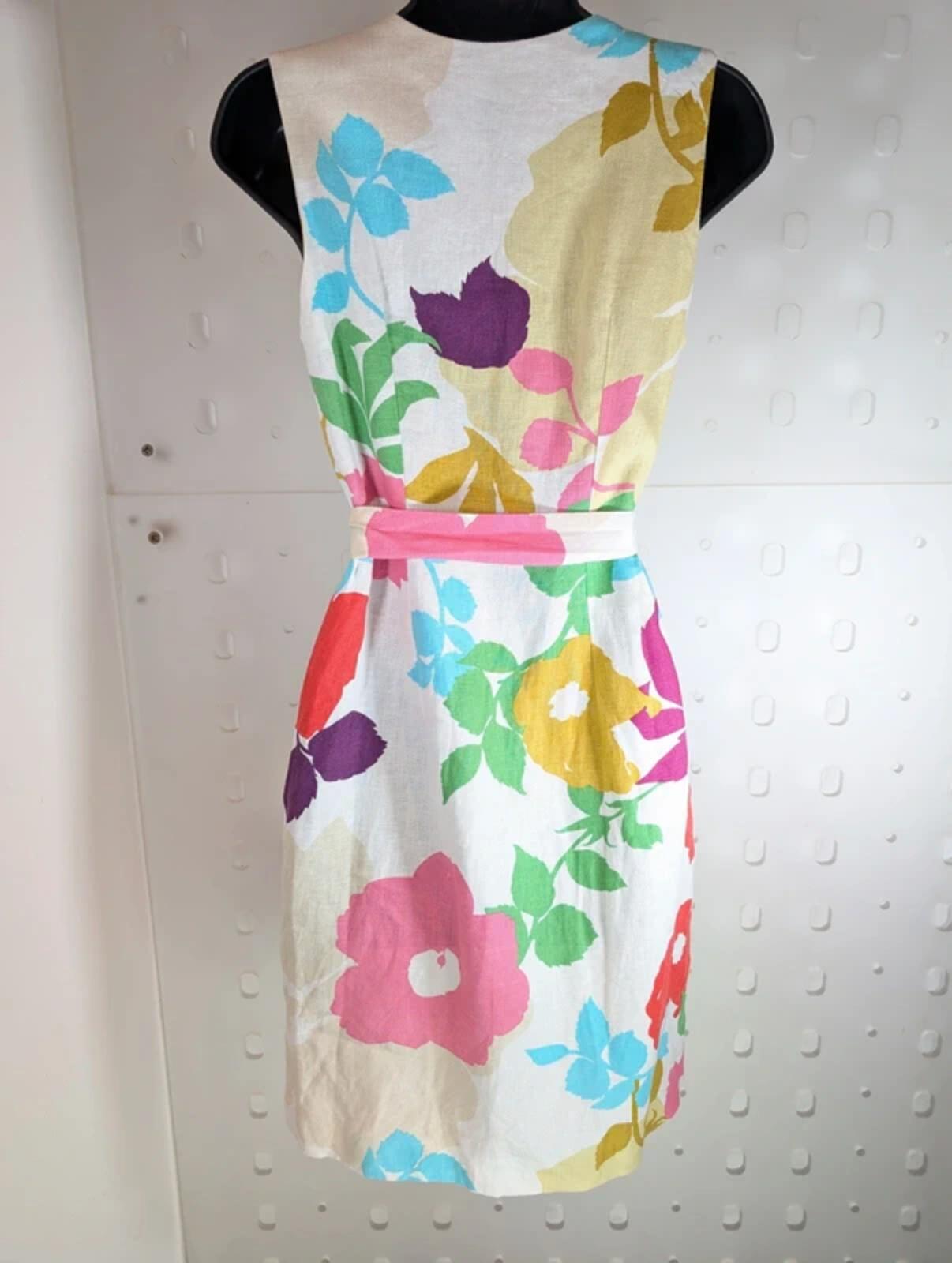 Hobbs Floral Linen Shift Dress Removable Belt UK6