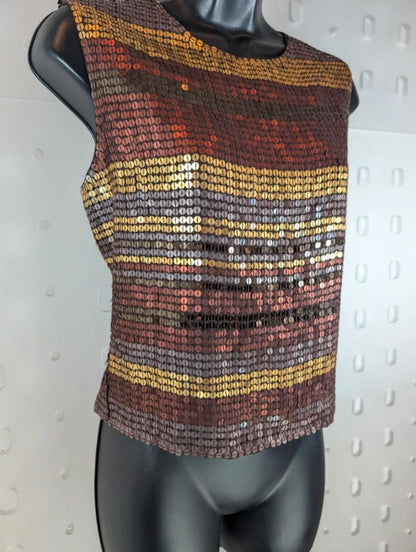 Vintage Opera at Richards Sequin Sleeveless Top Gold Rust Bronze UK16