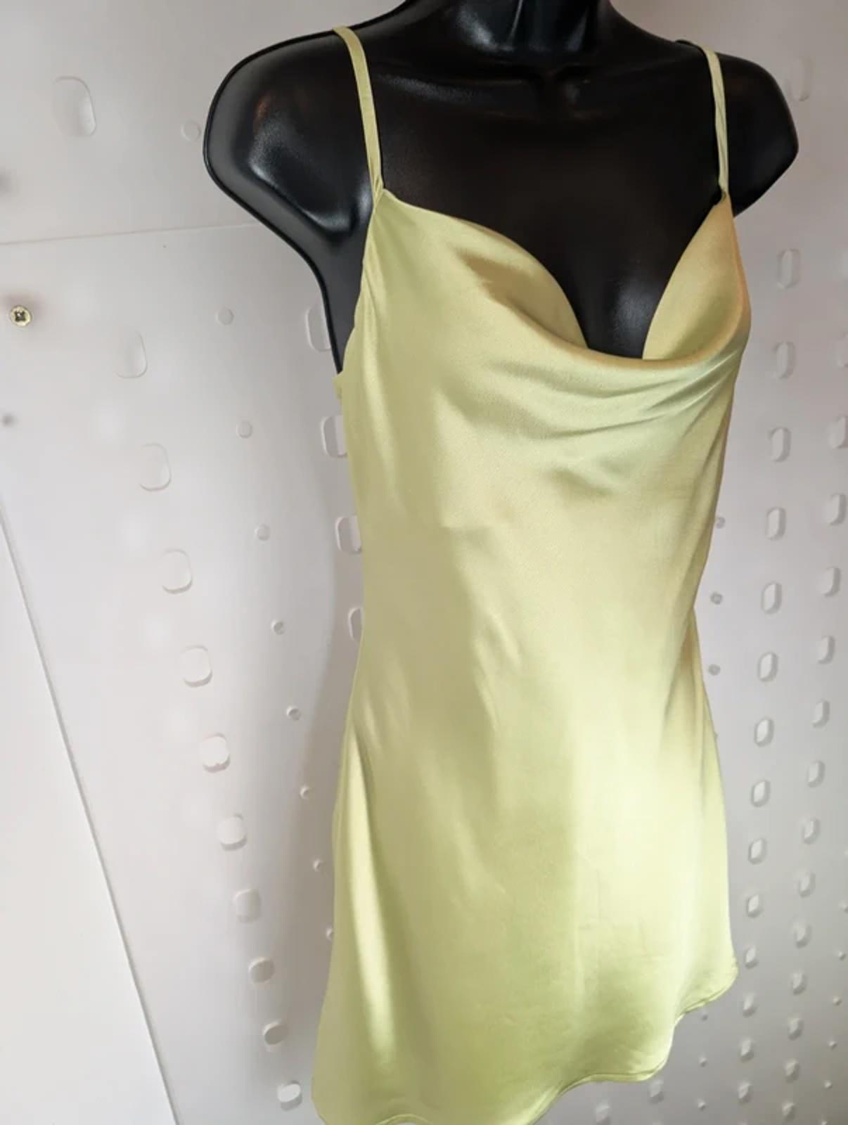 Hollister Satin Bias Cut Slip Dress - Lime Green - S Regular