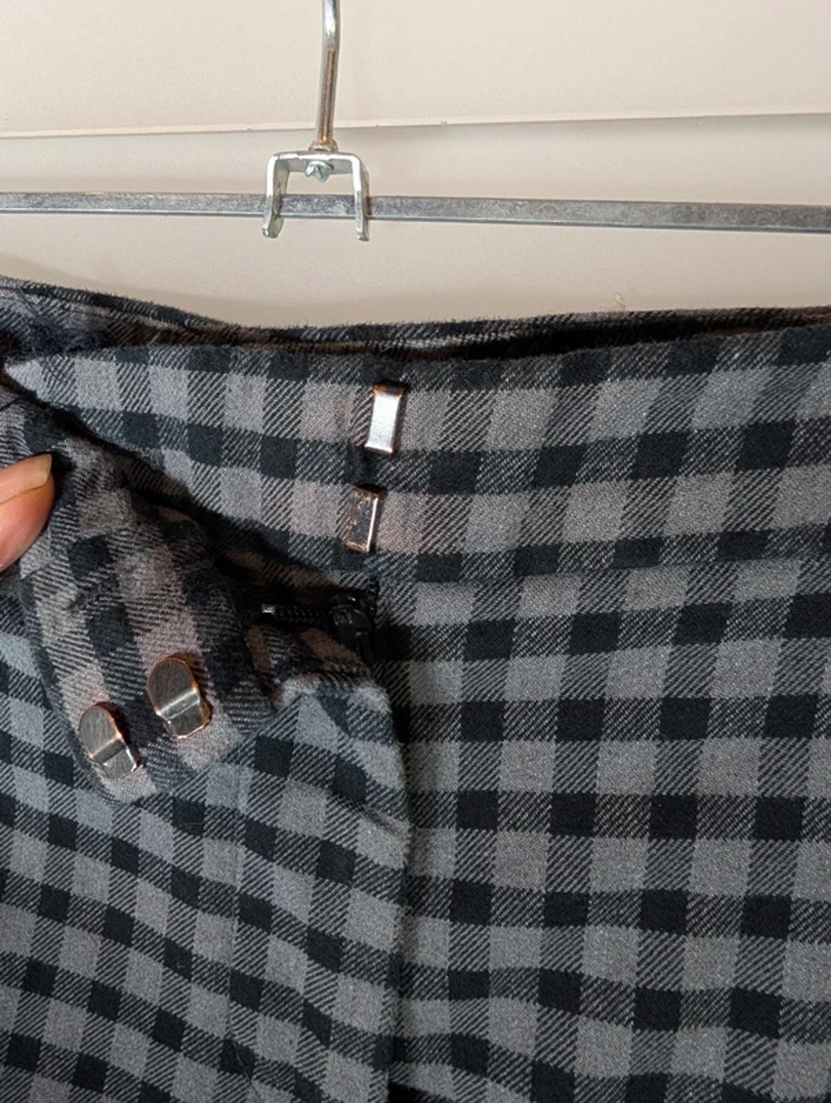 Jigsaw black and grey check wool blend trousers UK 12
