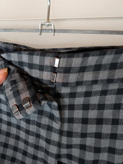 Jigsaw black and grey check wool blend trousers UK 12