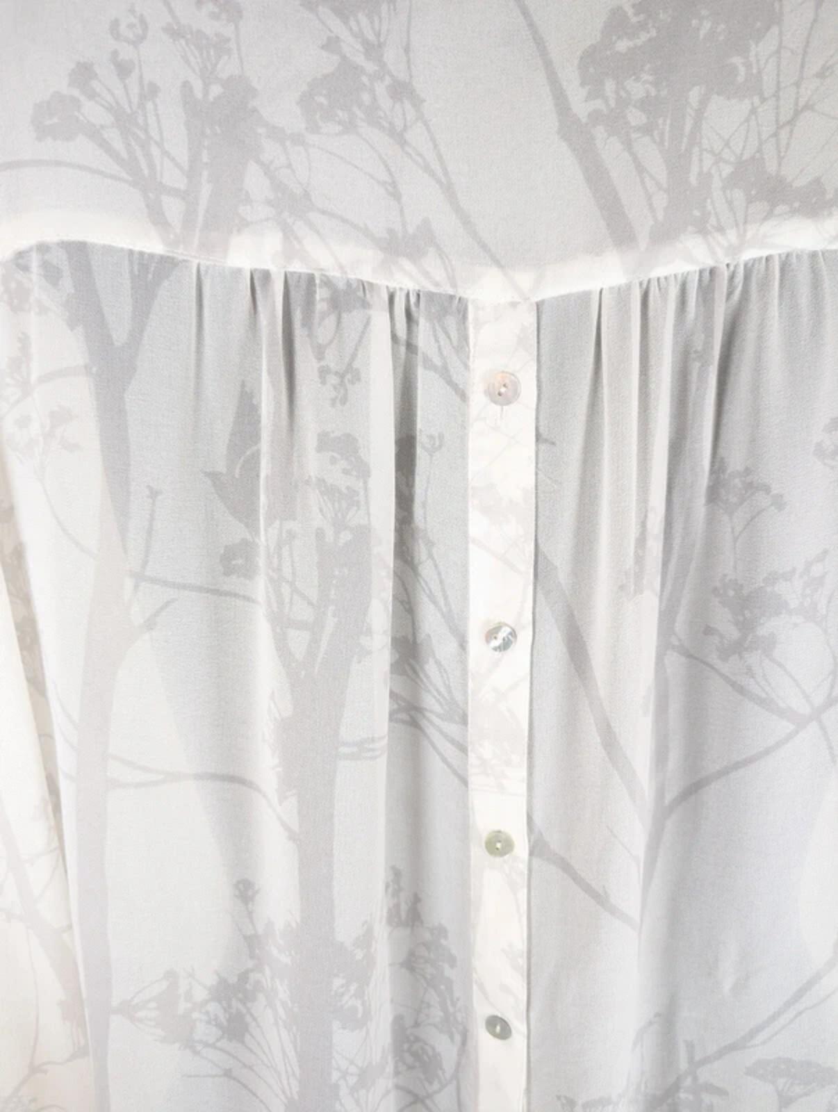 Mint Velvet Elderflower Print Sheer Blouse White UK12