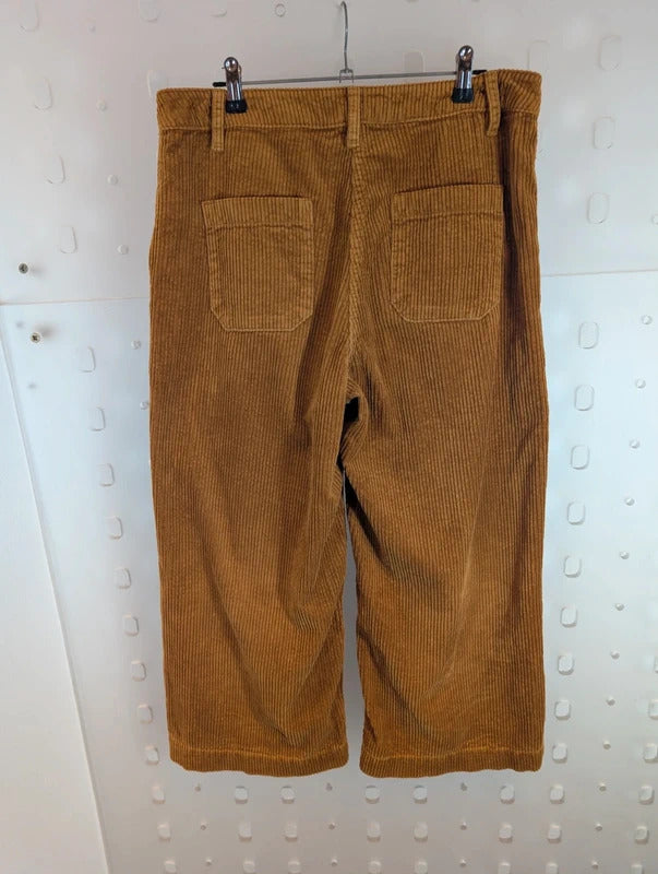 FatFace Jumbo Corduroy Wide Leg Cropped Trousers UK10