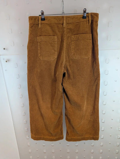 FatFace Jumbo Corduroy Wide Leg Cropped Trousers UK10