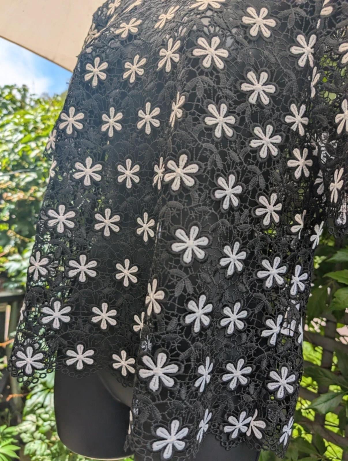 United Colours of Benetton Crochet Daisy Top Black Small