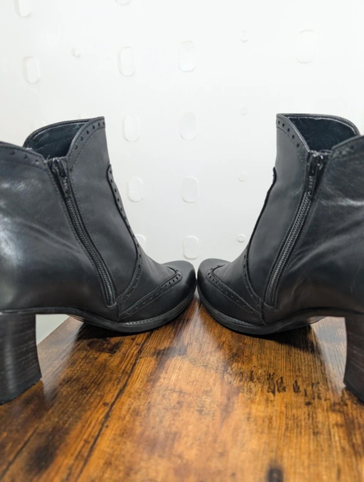 Gabor Leather Brogue Ankle Boots Black UK5.5