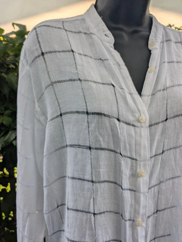 Vintage St Michael 100% Linen Longline Shirt UK8