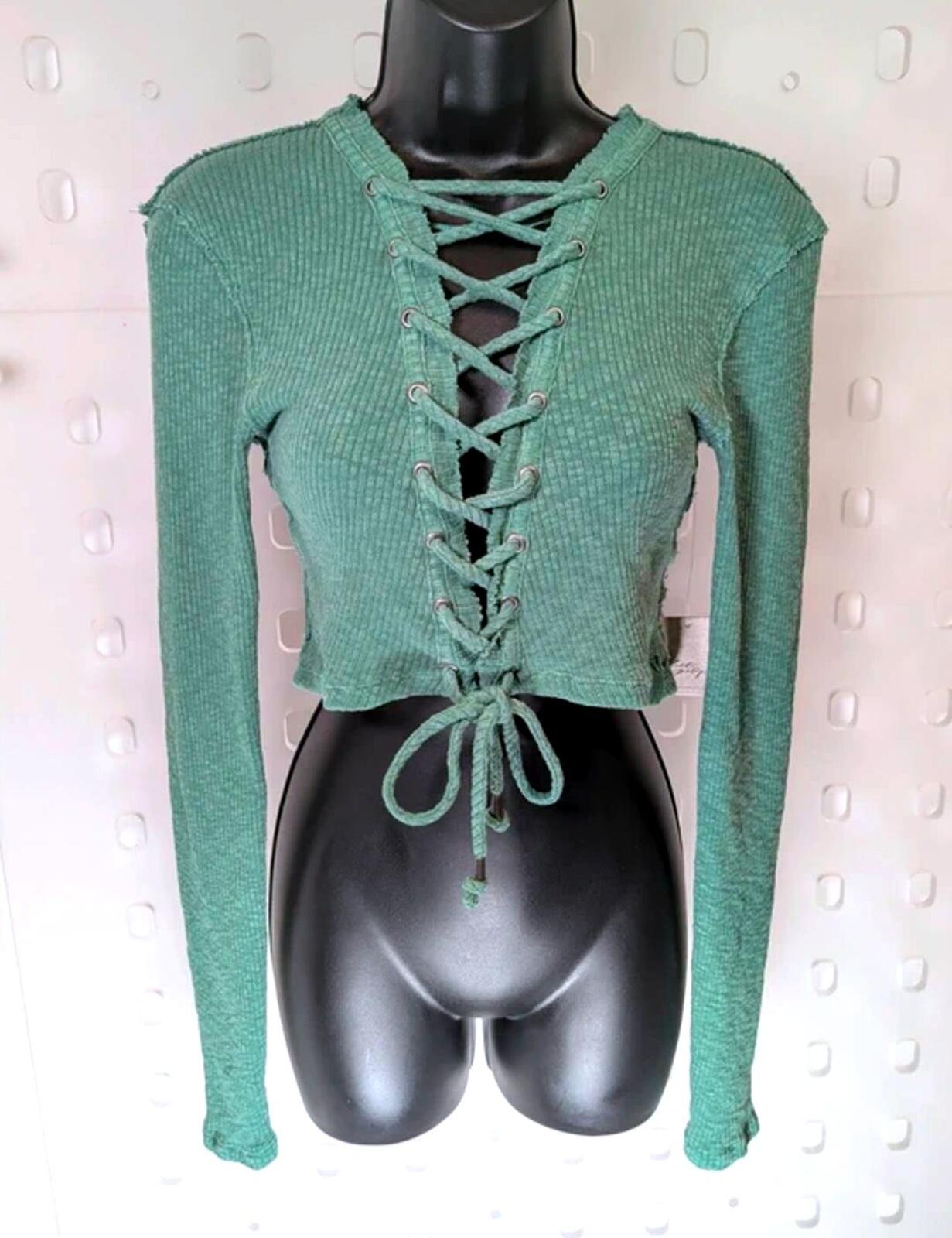 Free People Lace Up Cropped Jumper XS NWT