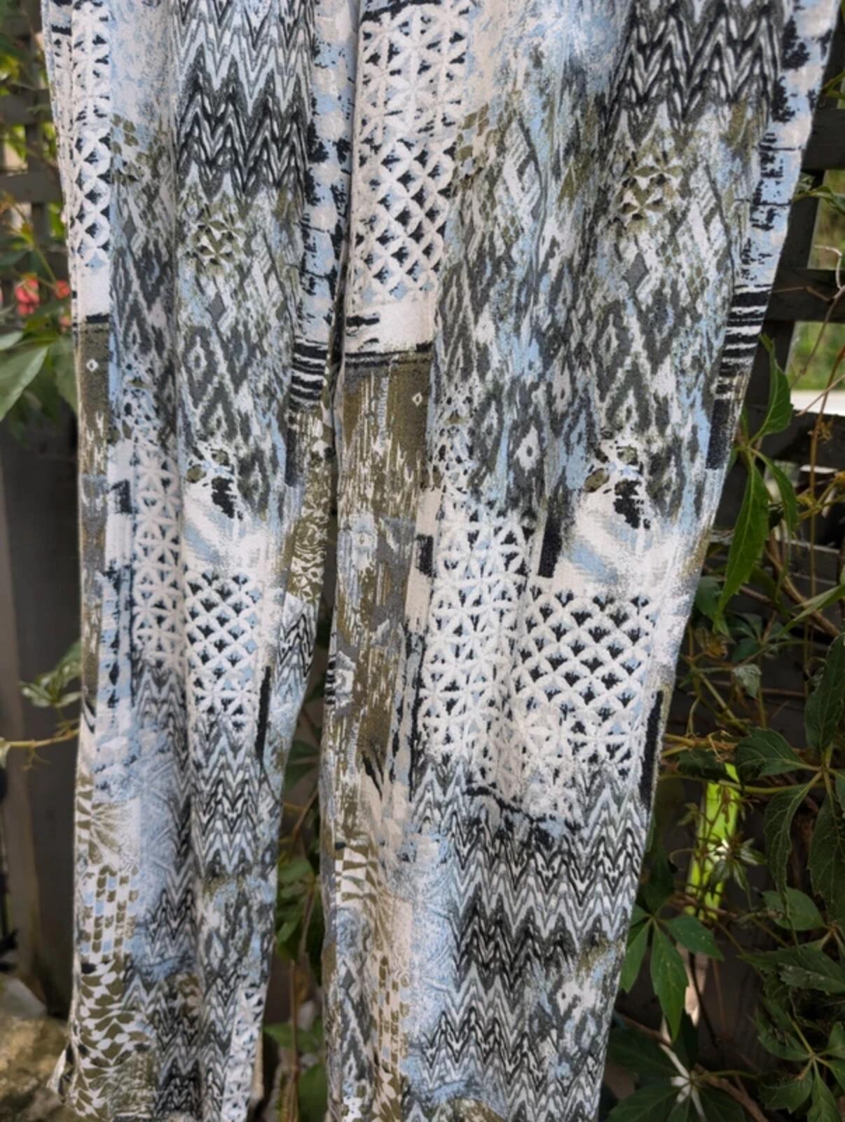 Damart aztec print viscose trousers UK10 elasticated waist boho