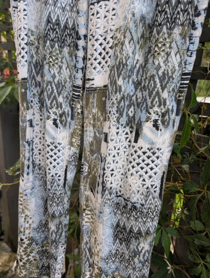 Damart aztec print viscose trousers UK10 elasticated waist boho