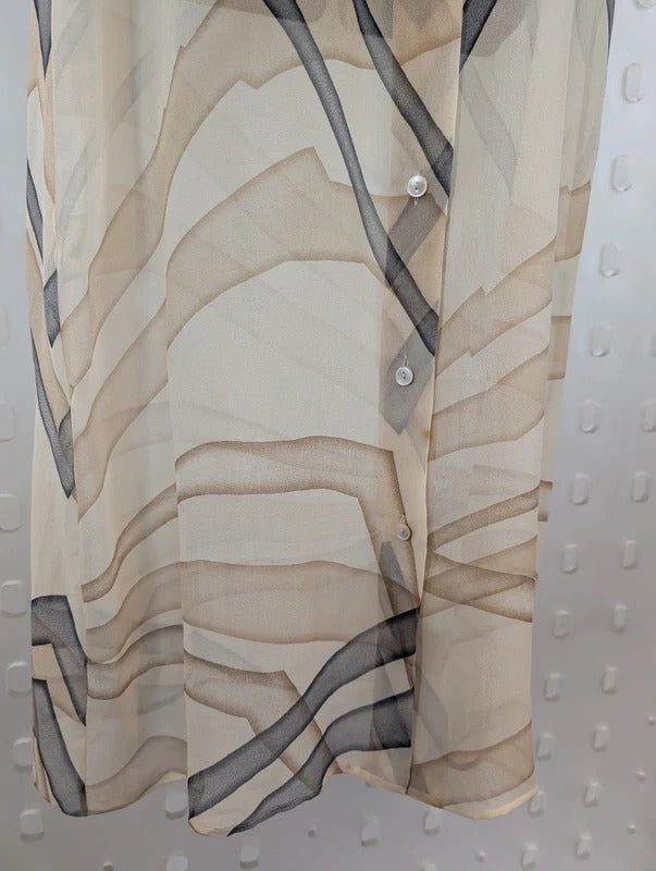 Vintage Max Mara Pura Seta Pure Silk Geometric Maxi Shirt Dress Made in Italy
