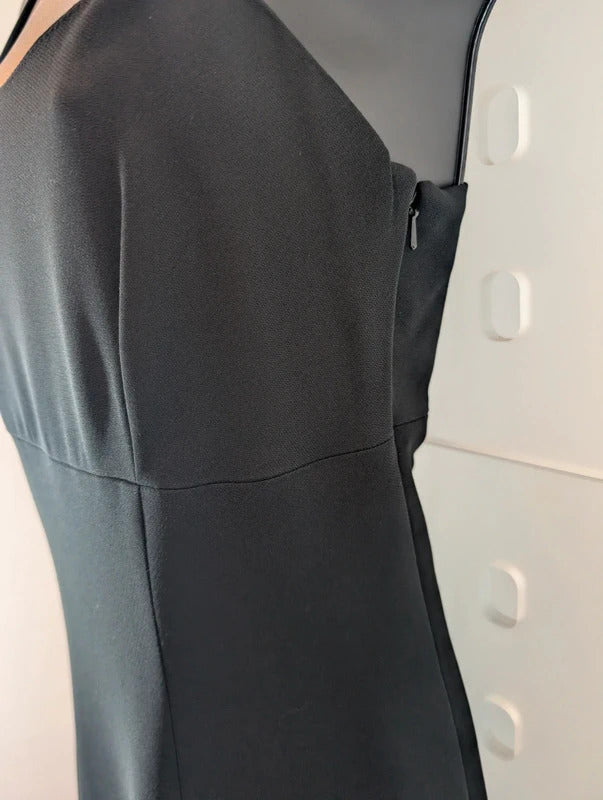 Vintage 90s Laura Ashley Black Strappy Maxi Dress UK12 Made in UK