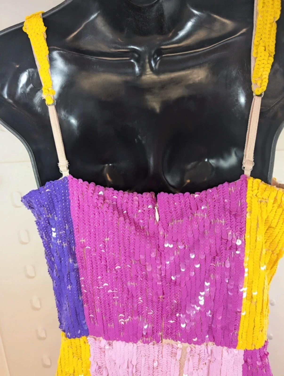 Lace & Beads Alicia Sequin Colour Block Midaxi Dress UK14 Party Occasion