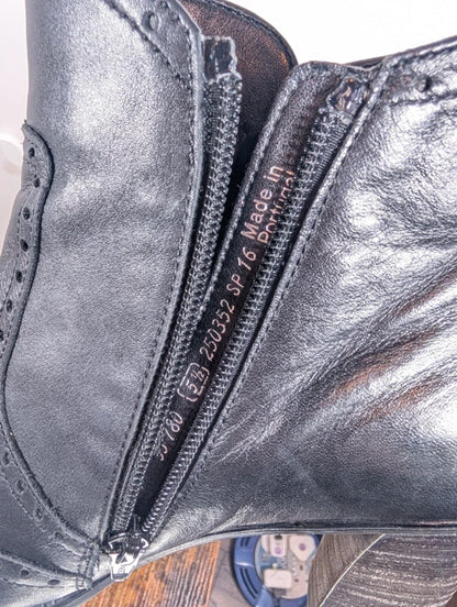 Gabor Leather Brogue Ankle Boots Black UK5.5