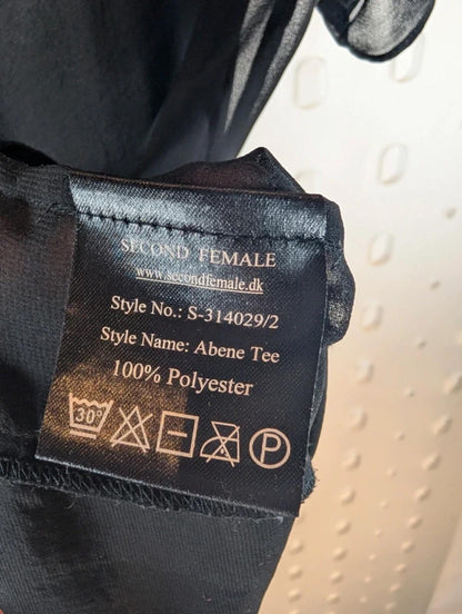 Second Female Abene Sheer Satin Panel Top – Black – Size S