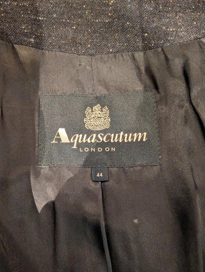 Aquascutum London navy wool blend blazer UK 12 tailored classic jacket