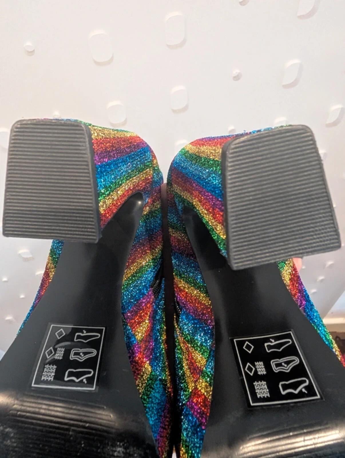 ASOS Bowie Rainbow Glitter Ankle Boots UK4 Festival Pride Party