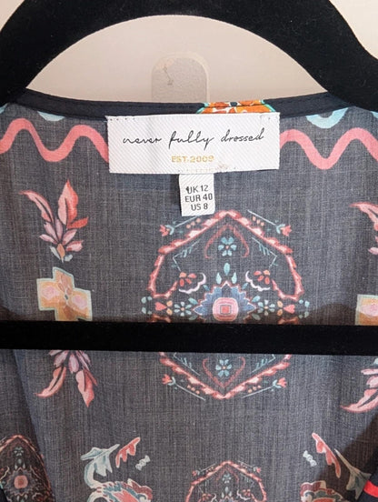 Never Fully Dressed Printed Cotton Wrap Dress UK12