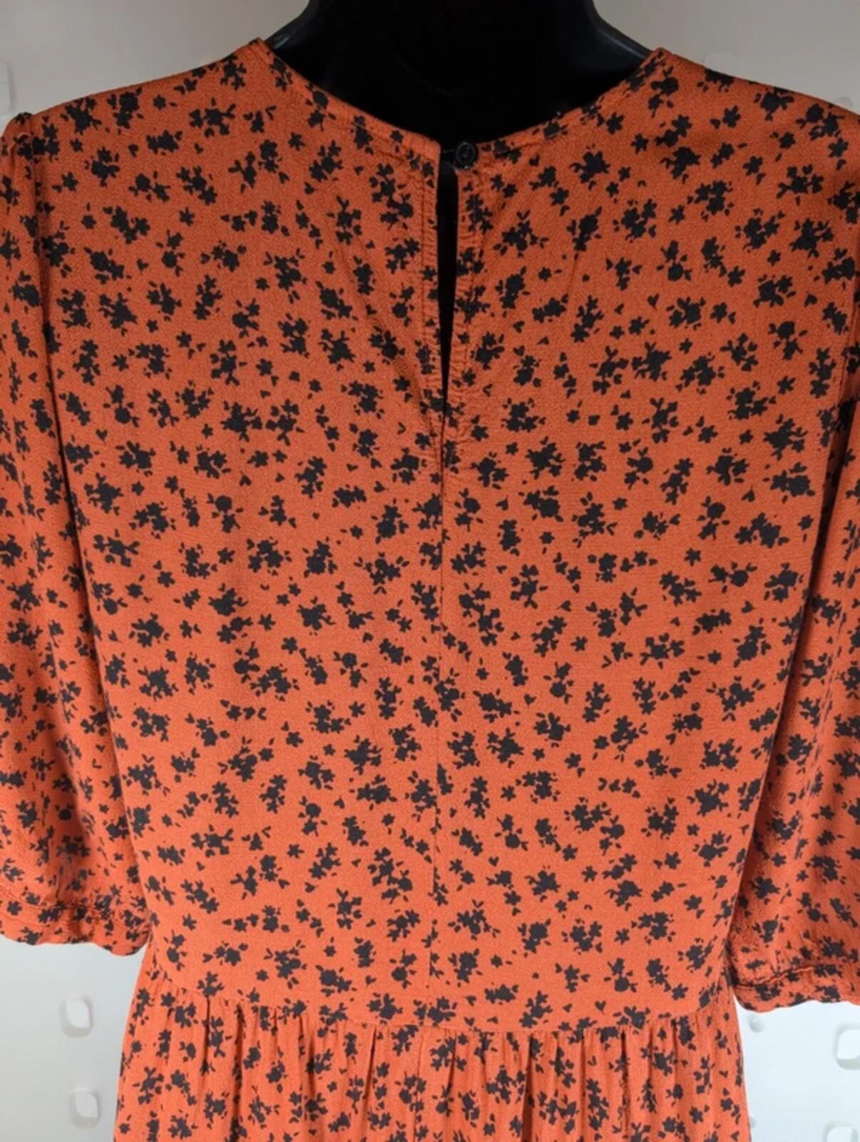 Nobody's Child Rust Orange Floral Midi Dress Eco Vero UK8