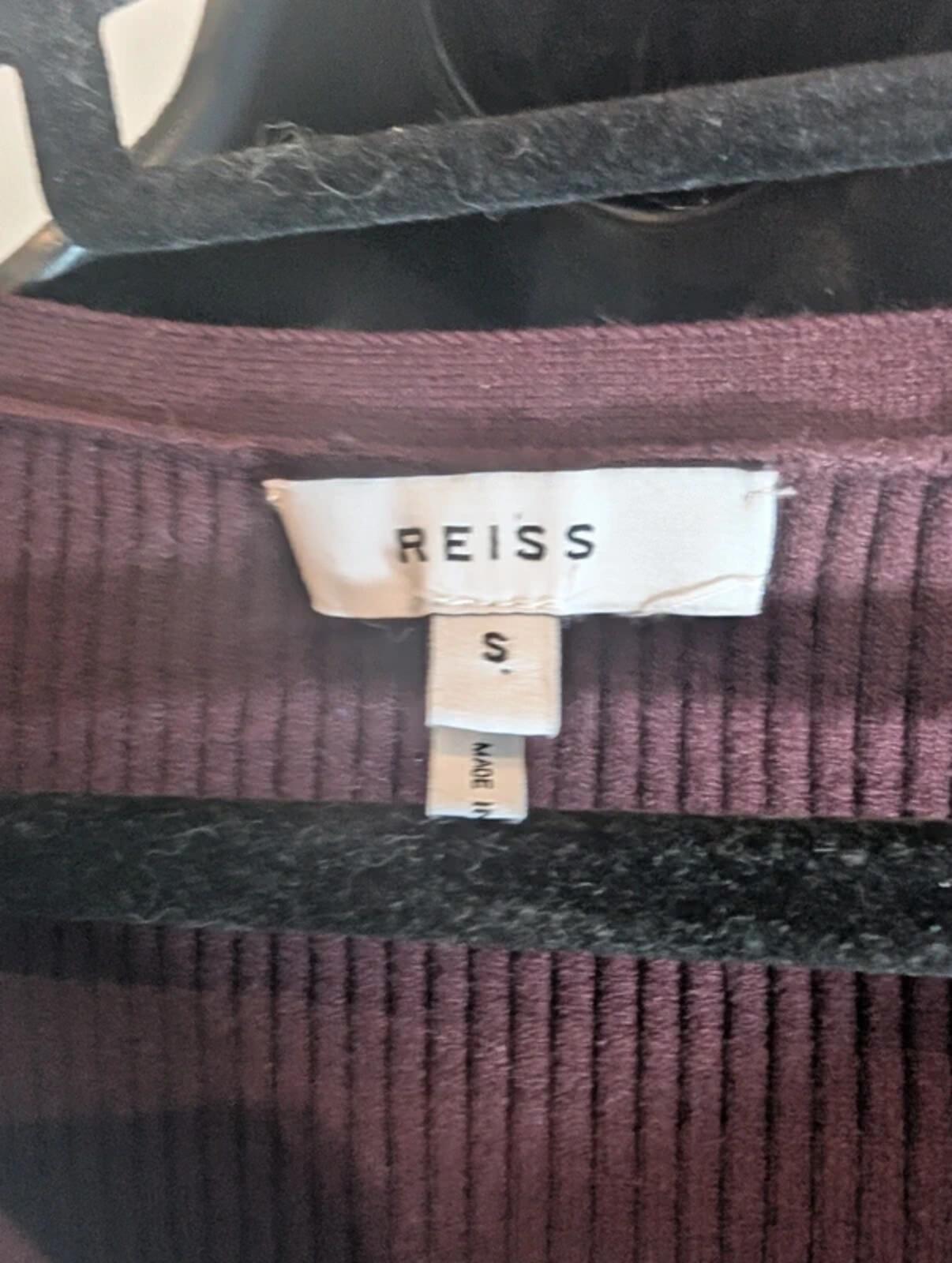 Reiss Ribbed Knit Midi Dress Off Shoulder Black Small