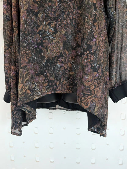 NU Denmark Dark Botanical Longline Top Size S
