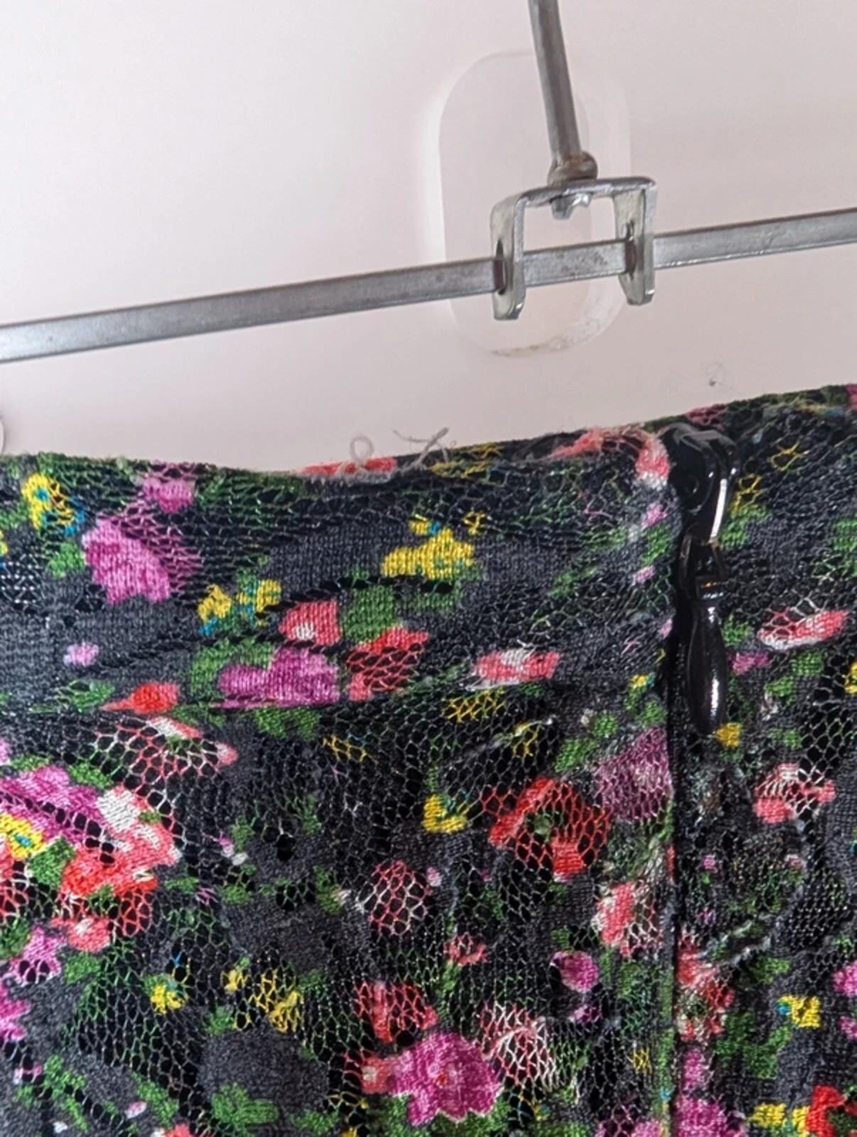 Topshop Floral Mesh Mini Skirt Black Pink UK6