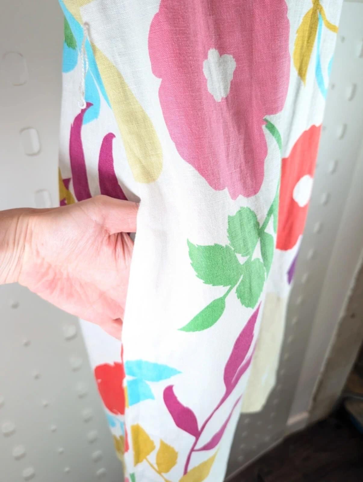 Hobbs Floral Linen Shift Dress Removable Belt UK6