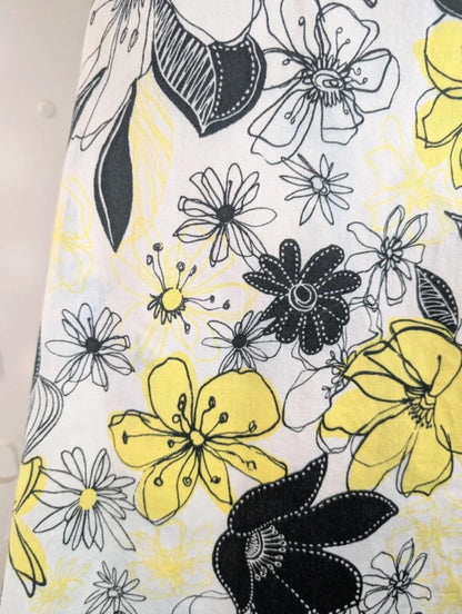 Vintage Morgan De Toi Floral Strapless Dress Yellow Black UK8