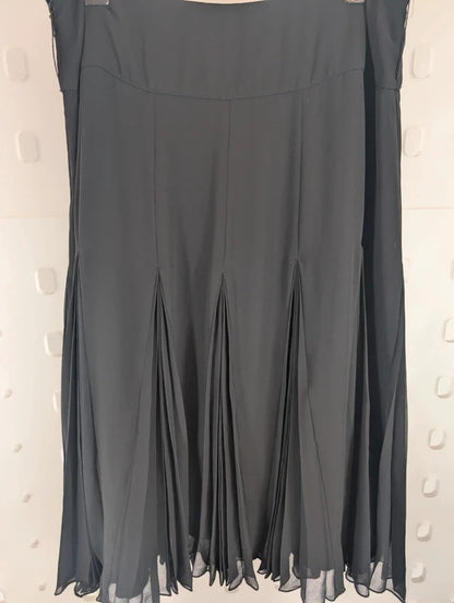 Coast Black Chiffon Godet Pleated Midi Skirt UK8