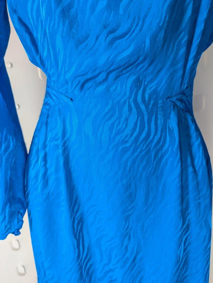 Vintage 80s Pure Silk Dress – Argenti Made in Hong Kong Statement Shoulders UK10
