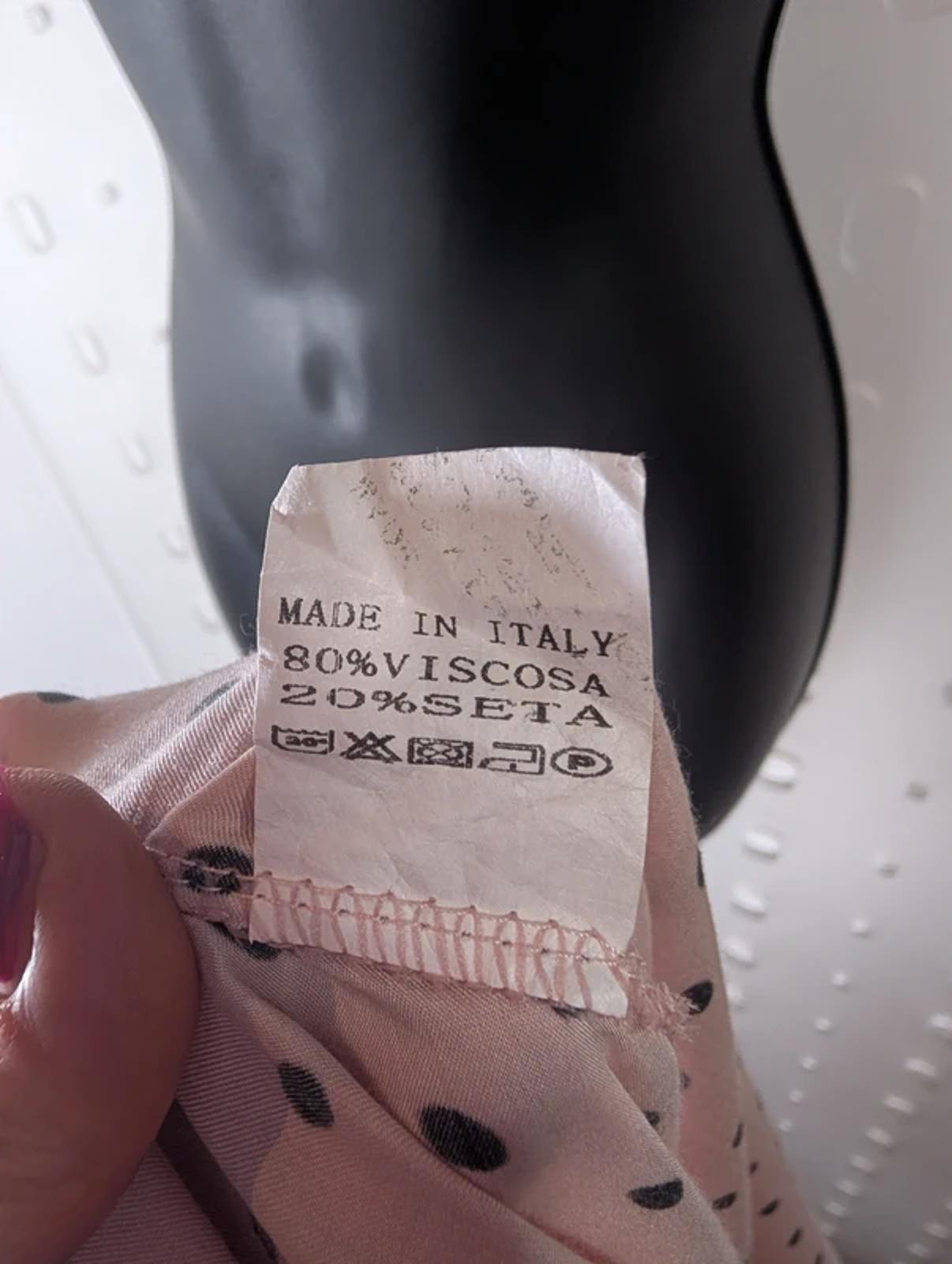 J&L Paris Made in Italy Pink Polka Dot Silk Blend Pussy Bow Blouse