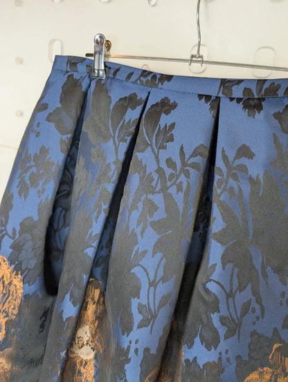 Guzella Midnight Blue Taffeta Gothic Midi Skirt UK10 Dramatic Occasion