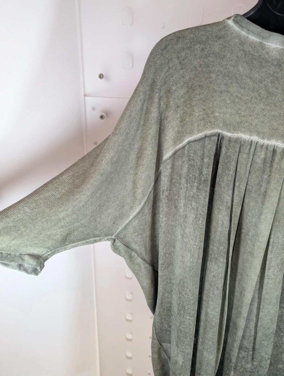 Summum Woman oversized linen blend top medium lagenlook boho neutral summer