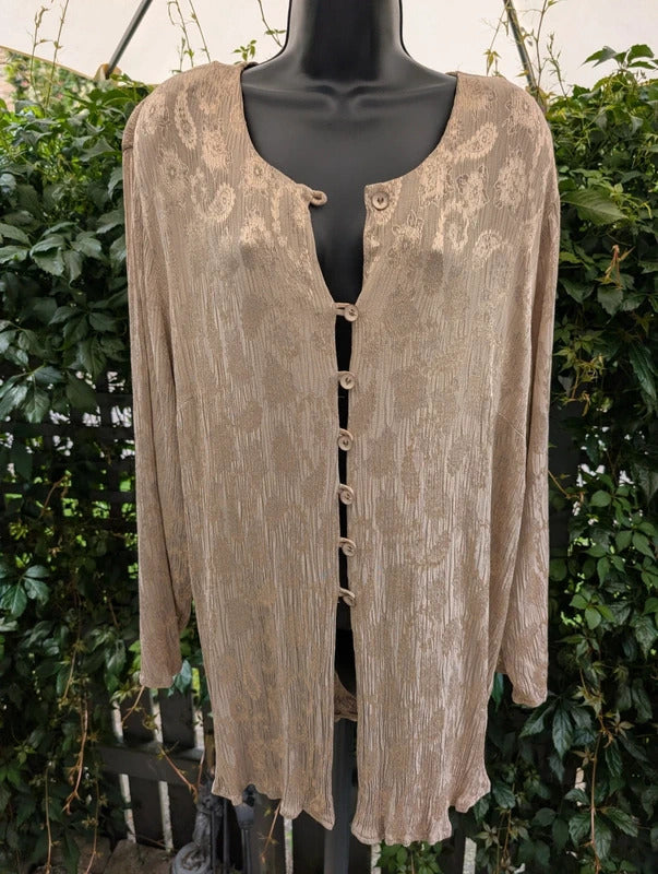 Profiles Plus Size Textured Floral Blouse Jacket Gold UK30