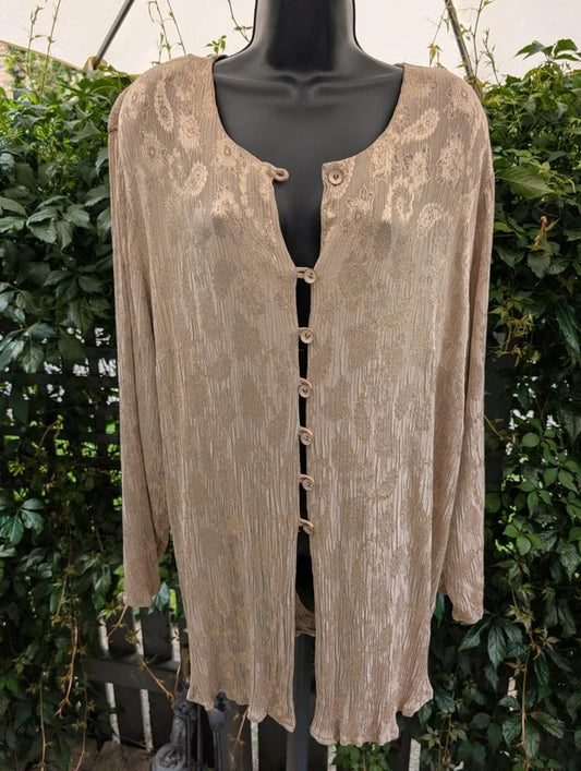 Profiles Plus Size Textured Floral Blouse Jacket Gold UK30