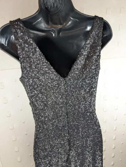 Ariella London Black Sequin Bodycon Dress UK10 Made In England