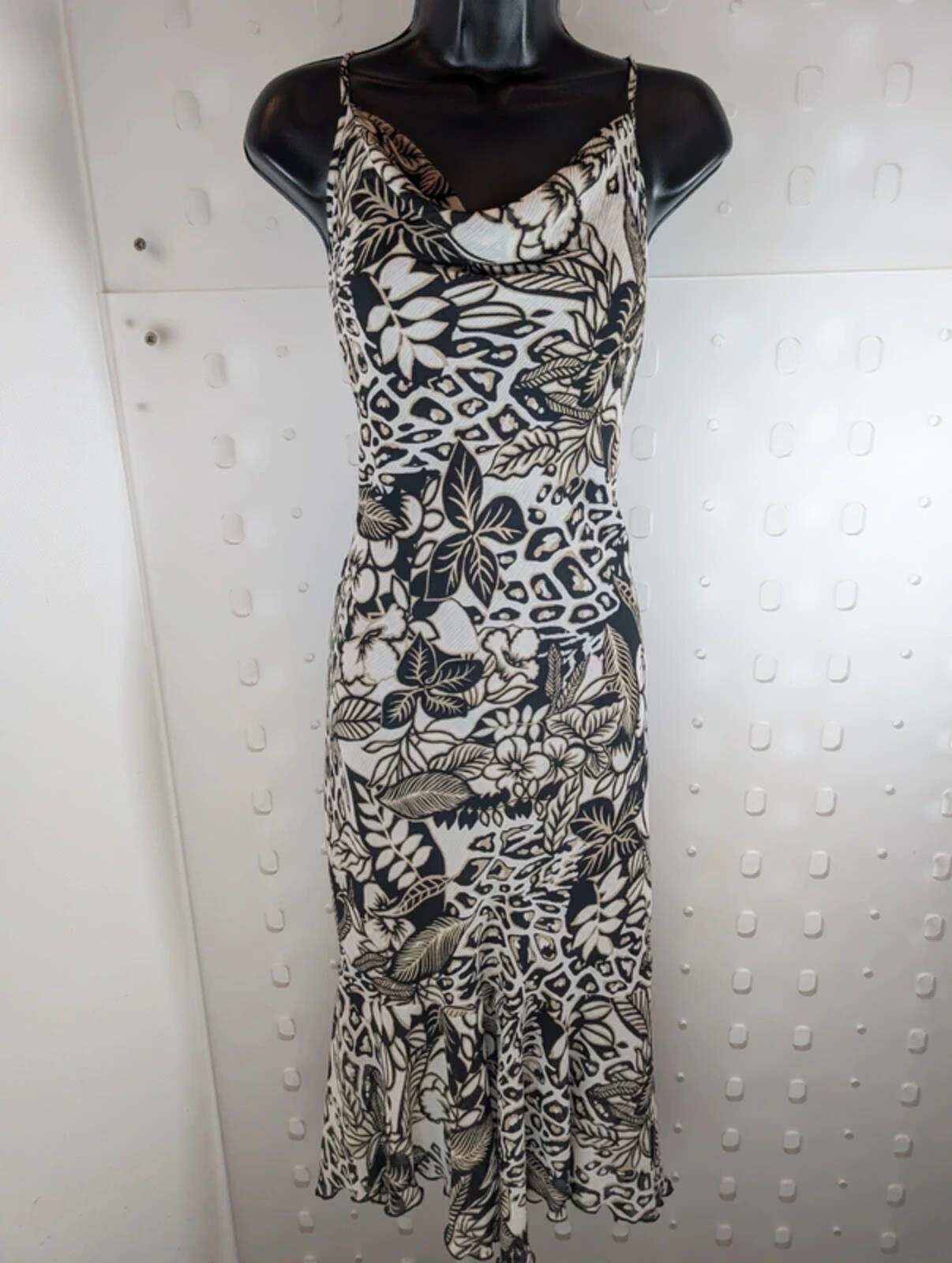 Bella Moda bias cut animal print slip dress UK12.
