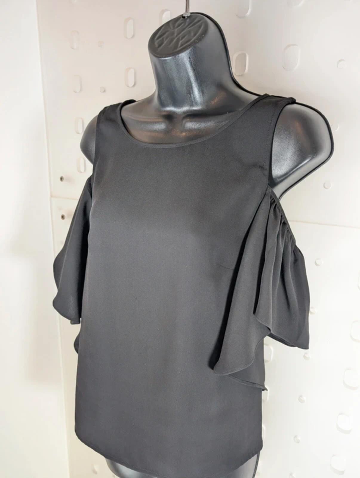 Guess Black Off Shoulder Frill Top XL