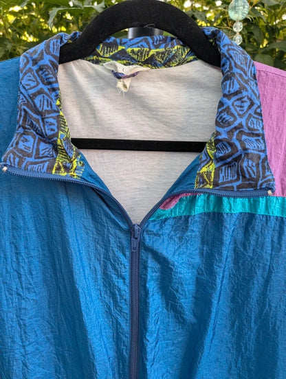 Vintage 80s 90s Colour Block Shell Suit Jacket Large