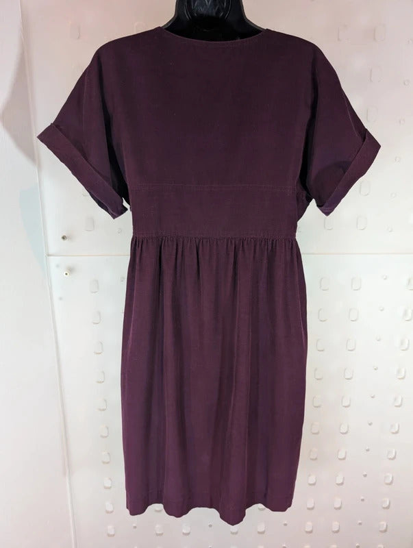 DKNY Aubergine Needle Cord Empire Dress Size 12