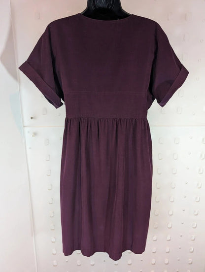DKNY Aubergine Needle Cord Empire Dress Size 12