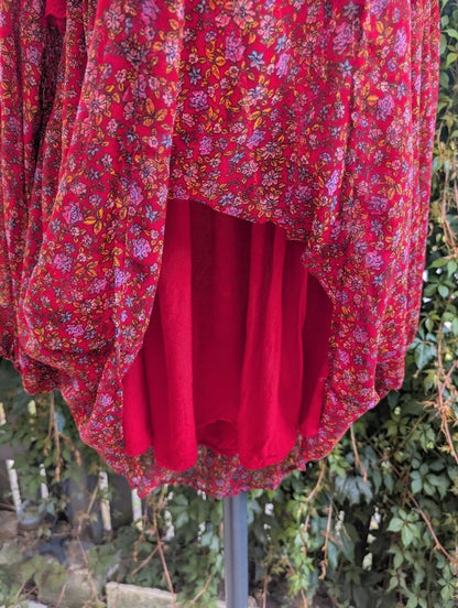 Free People Red Ditsy Floral Lace Mini Dress Small